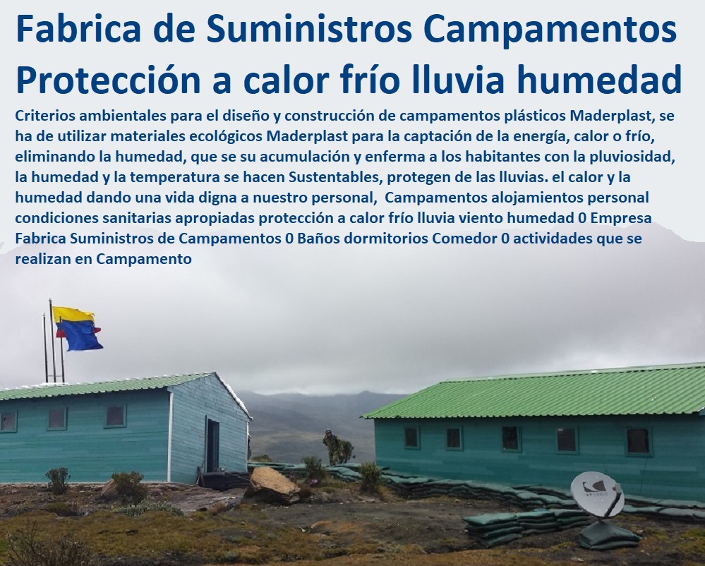 Campamentos alojamientos personal condiciones sanitarias apropiadas protección a calor frío lluvia viento humedad 0 Empresa Fabrica Suministros de Campamentos 0 Baños dormitorios Comedor 0 actividades que se realizan en Campamento Campamentos alojamientos personal condiciones sanitarias apropiadas protección a calor frío lluvia viento humedad 0 Empresa Fabrica Suministros de Campamentos 0 Baños dormitorios Comedor 0 actividades que se realizan en Campamento